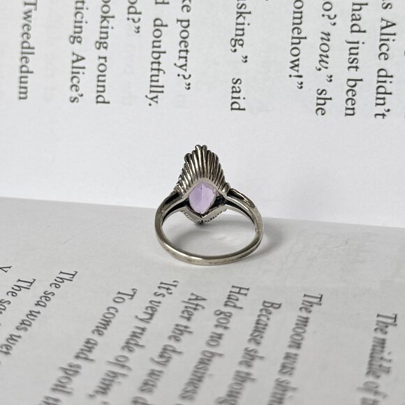 Vintage Kabana Southwestern Signed Sterling Silver Amethyst Marquise Cut Ring - Picture 3 of 4